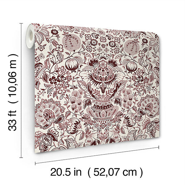 A-Street Prints 4147-27373 Blanche Plum Floral Damask Wallpaper - Eade's Wallpaper
