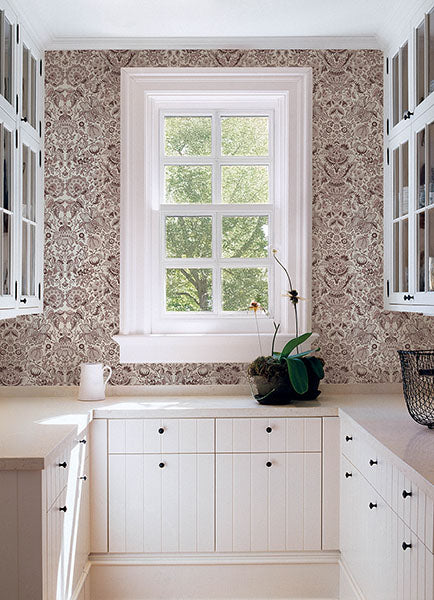 A-Street Prints 4147-27373 Blanche Plum Floral Damask Wallpaper - Eade's Wallpaper
