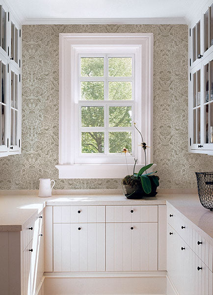A-Street Prints 4147-27374 Blanche Neutral Floral Damask Wallpaper - Eade's Wallpaper