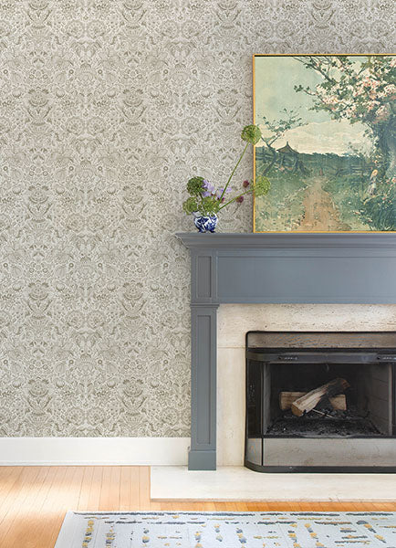 A-Street Prints 4147-27374 Blanche Neutral Floral Damask Wallpaper - Eade's Wallpaper