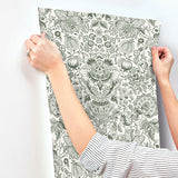 A-Street Prints 4147-27375 Blanche Dark Green Floral Damask Wallpaper - Eade's Wallpaper
