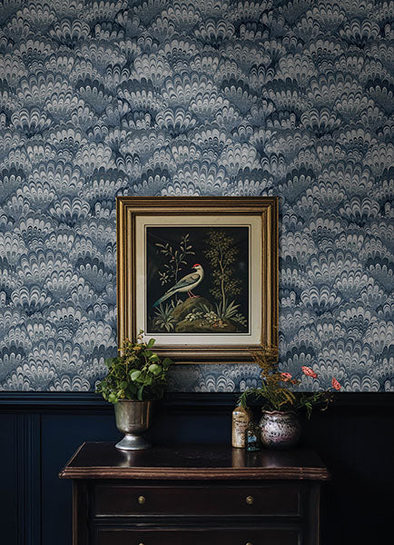 A-Street Prints 4147-27379 Octavia Blue Marbled Ink Wallpaper - Eade's Wallpaper