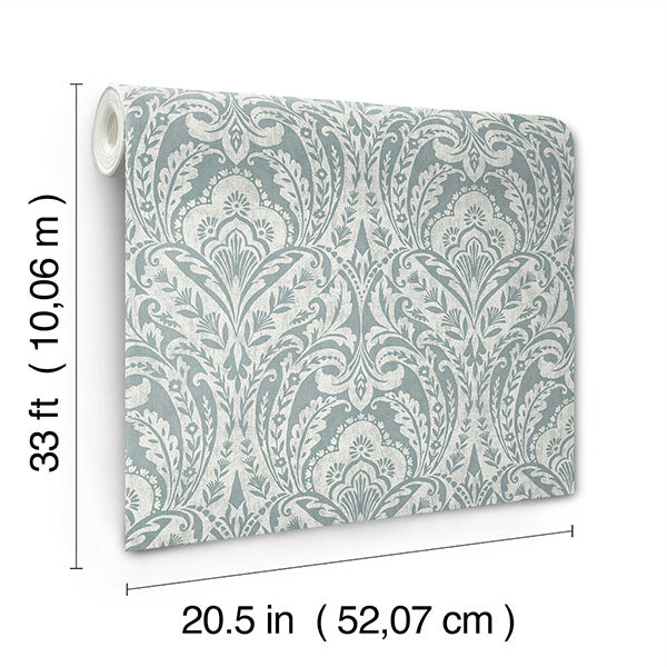 A-Street Prints 4147-27380 Berkshire Denim Damask Wallpaper - Eade's Wallpaper