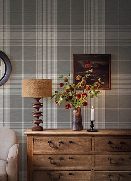 A-Street Prints 4147-27384 Westley Grey Plaid Wallpaper - Eade's Wallpaper
