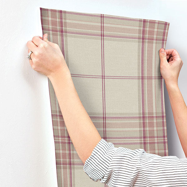 A-Street Prints 4147-27385 Westley Magenta Plaid Wallpaper - Eade's Wallpaper