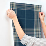A-Street Prints 4147-27386 Westley Navy Plaid Wallpaper - Eade's Wallpaper