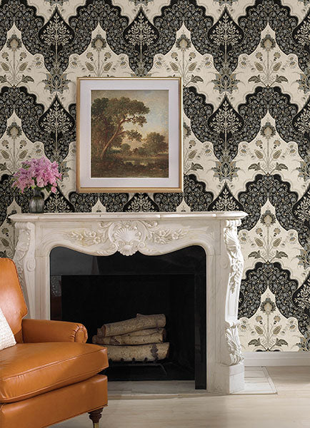 A-Street Prints 4147-27389 Auden Black Floral Grandeur Wallpaper - Eade's Wallpaper