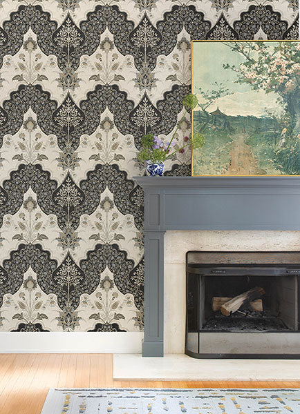 A-Street Prints 4147-27389 Auden Black Floral Grandeur Wallpaper - Eade's Wallpaper