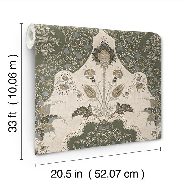 A-Street Prints 4147-27391 Auden Green Floral Grandeur Wallpaper - Eade's Wallpaper