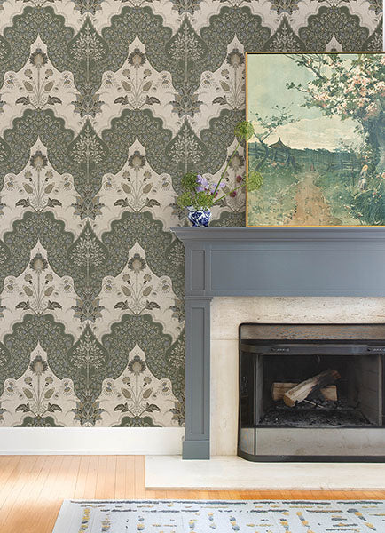 A-Street Prints 4147-27391 Auden Green Floral Grandeur Wallpaper - Eade's Wallpaper