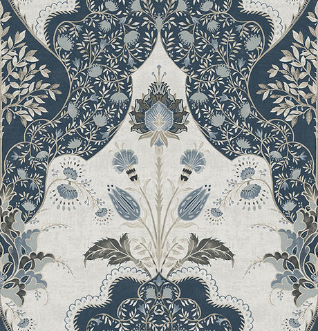 A-Street Prints 4147-27392 Auden Dark Blue Floral Grandeur Wallpaper - Eade's Wallpaper