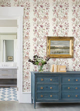 A-Street Prints 4147-27397 Teonna Raspberry Floral Stripe Wallpaper - Eade's Wallpaper