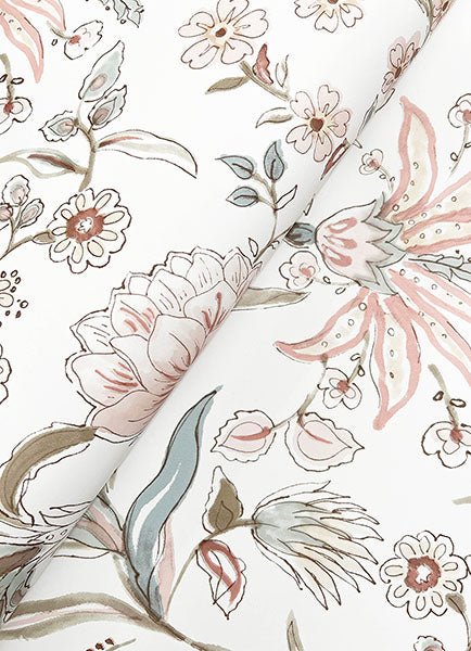 A-Street Prints 4147-27399 Teonna Light Pink Floral Stripe Wallpaper - Eade's Wallpaper
