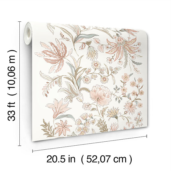 A-Street Prints 4147-27399 Teonna Light Pink Floral Stripe Wallpaper - Eade's Wallpaper