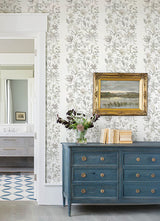 A-Street Prints 4147-27400 Teonna Light Grey Floral Stripe Wallpaper - Eade's Wallpaper