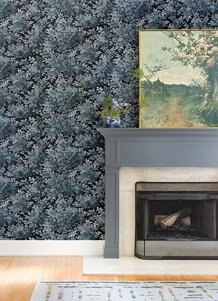 A-Street Prints 4147-80003 Greenwood Dark Blue Deciduous Wallpaper - Eade's Wallpaper