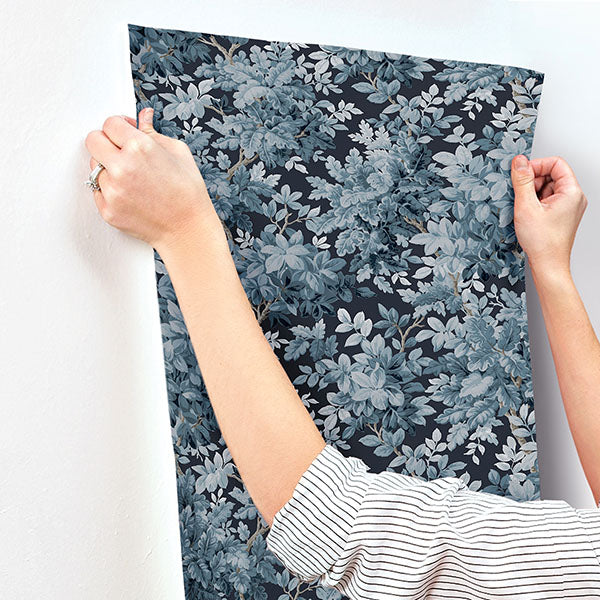 A-Street Prints 4147-80003 Greenwood Dark Blue Deciduous Wallpaper - Eade's Wallpaper