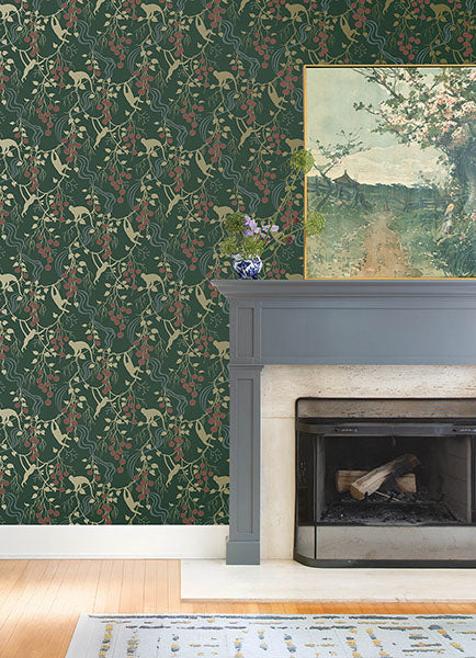 A-Street Prints 4147-80008 Linden Dark Green Jungle Canopy Wallpaper - Eade's Wallpaper