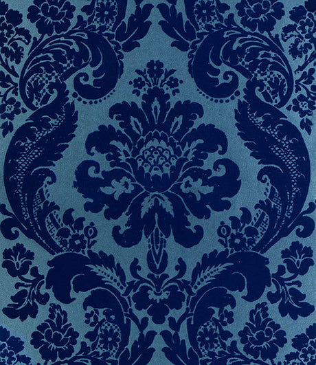 A-Street Prints 4147-87310 Shadow Blue Flocked Damask Wallpaper - Eade's Wallpaper