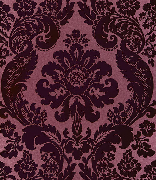 A-Street Prints 4147-87315 Shadow Merlot Flocked Damask Wallpaper - Eade's Wallpaper