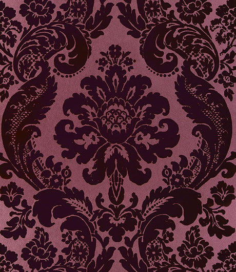 A-Street Prints 4147-87315 Shadow Merlot Flocked Damask Wallpaper - Eade's Wallpaper