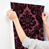 A-Street Prints 4147-87315 Shadow Merlot Flocked Damask Wallpaper - Eade's Wallpaper