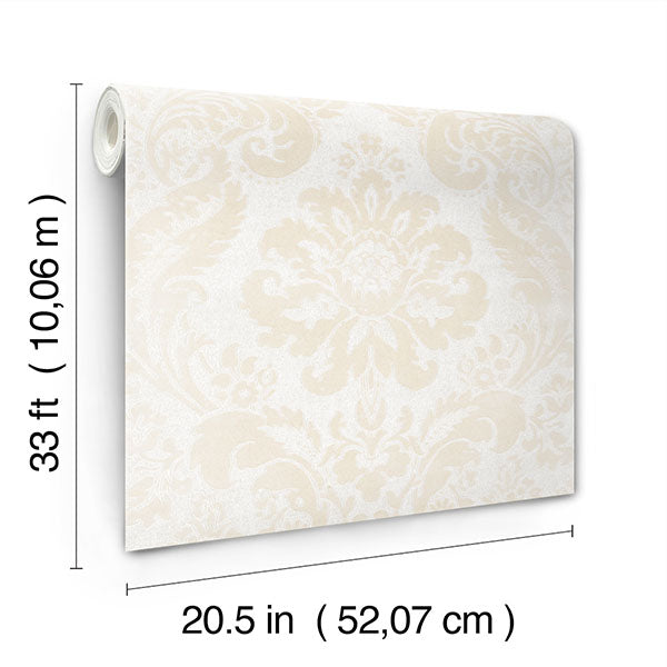 A-Street Prints 4147-87390 Shadow Cream Flocked Damask Wallpaper - Eade's Wallpaper