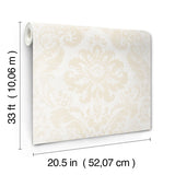 A-Street Prints 4147-87390 Shadow Cream Flocked Damask Wallpaper - Eade's Wallpaper