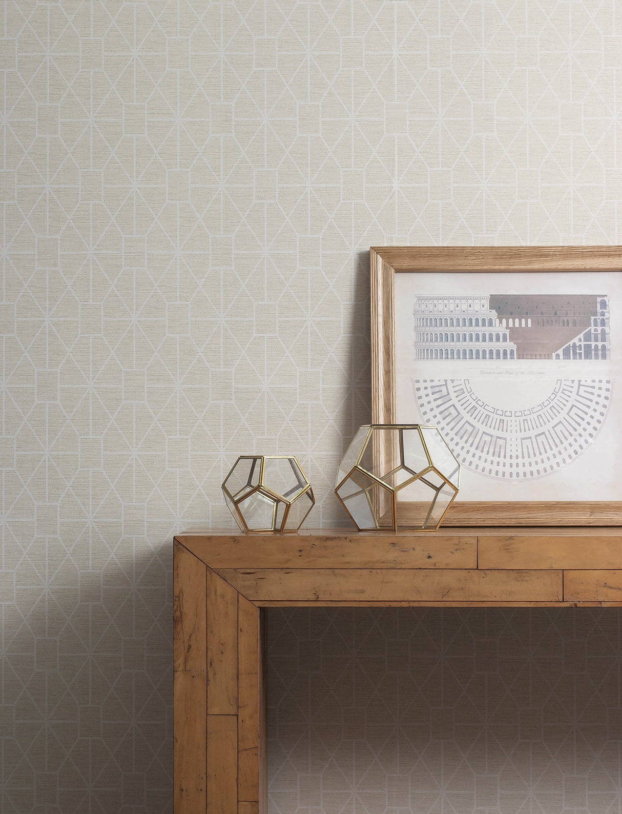 Advantage 4157-25014 Stevenson Natural Trellis Wallpaper