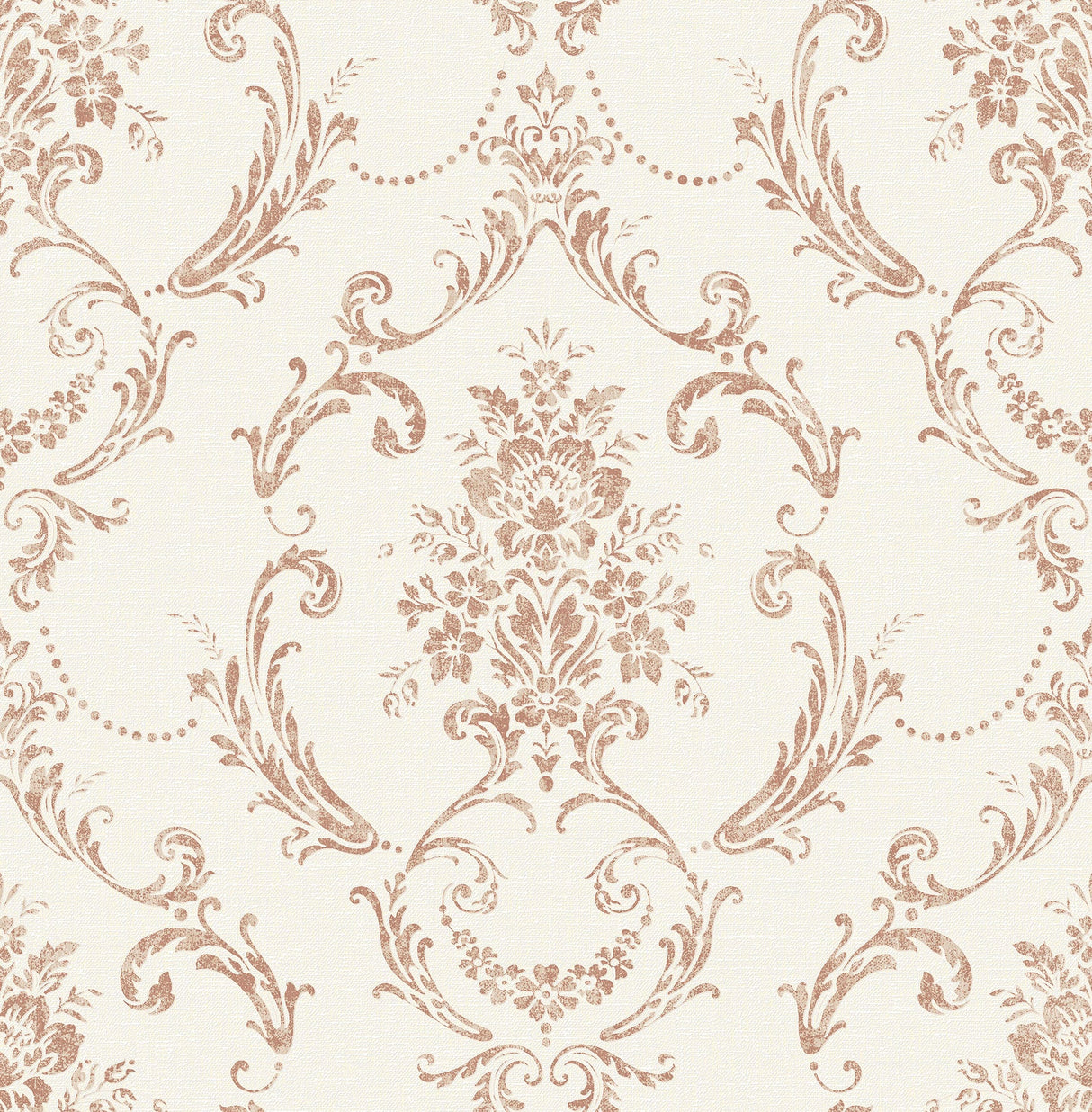 Advantage 4157-25041 Glenda Copper Floral Damask Wallpaper