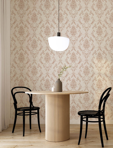 Advantage 4157-25041 Glenda Copper Floral Damask Wallpaper