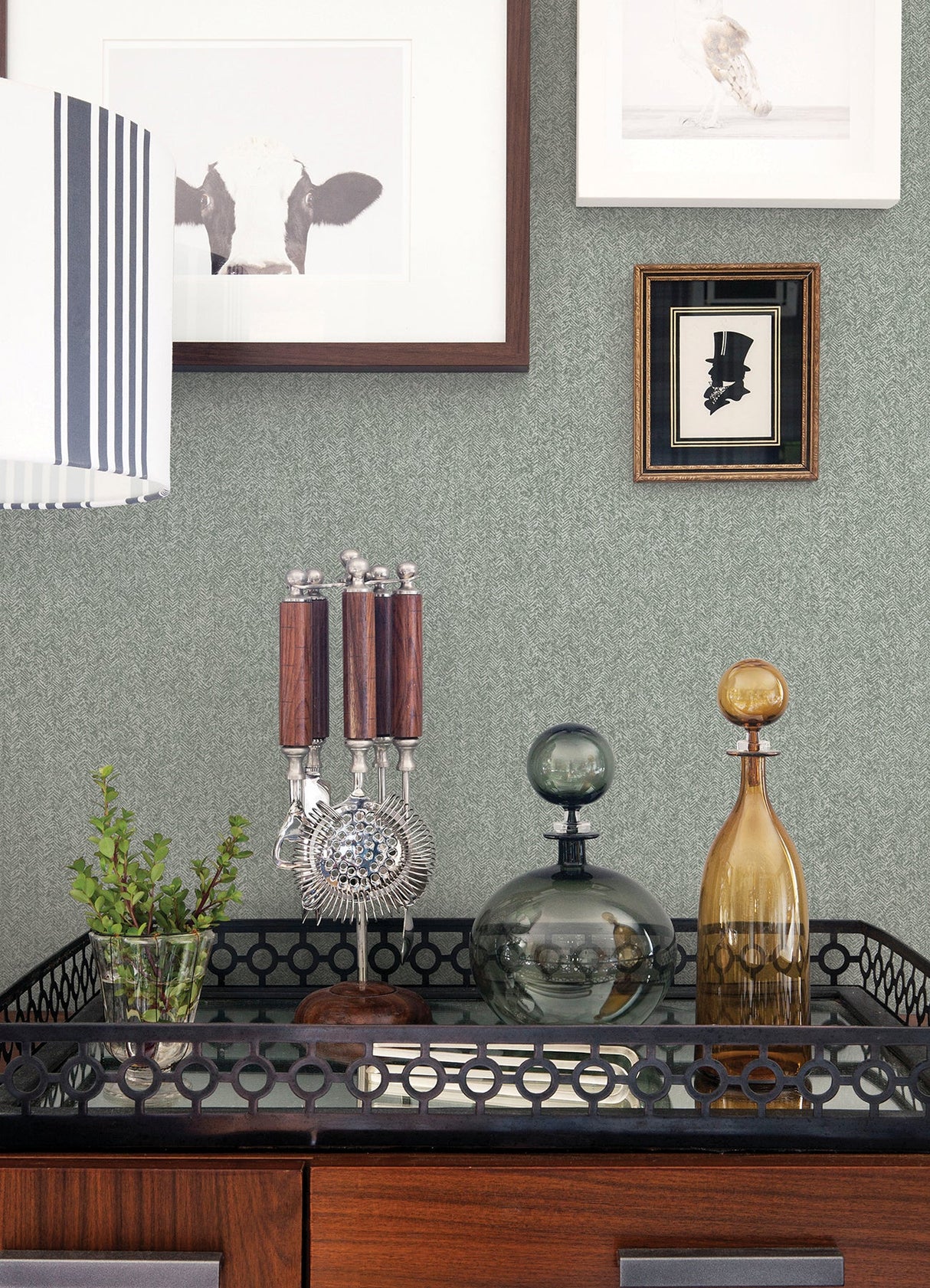 Advantage 4157-26164 Ashbee Green Faux Tweed Wallpaper