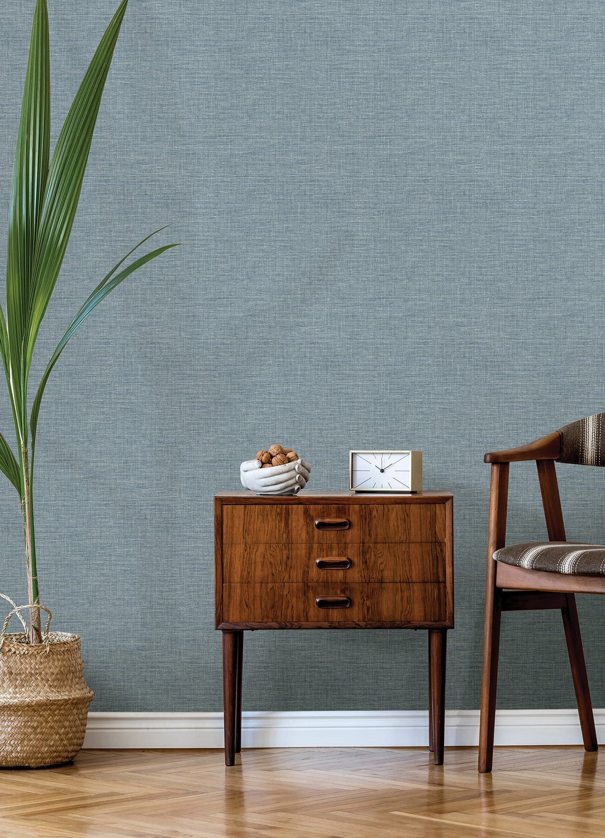 Advantage 4157-26459 Exhale Sky Blue Faux Grasscloth Wallpaper