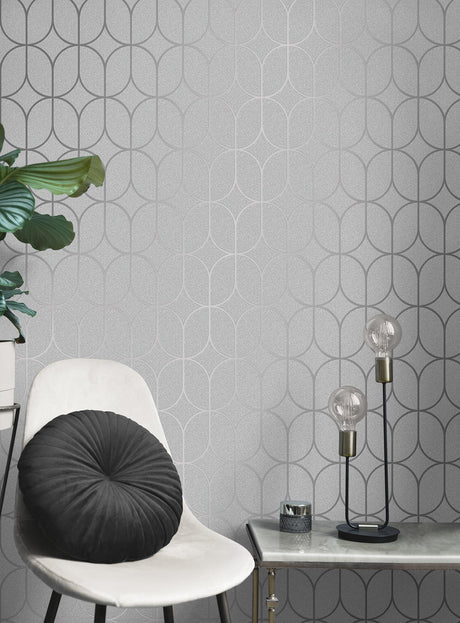 Advantage 4157-42803 Raye Silver Rosco Trellis Wallpaper