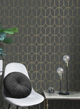 Advantage 4157-42804 Raye Charcoal Rosco Trellis Wallpaper