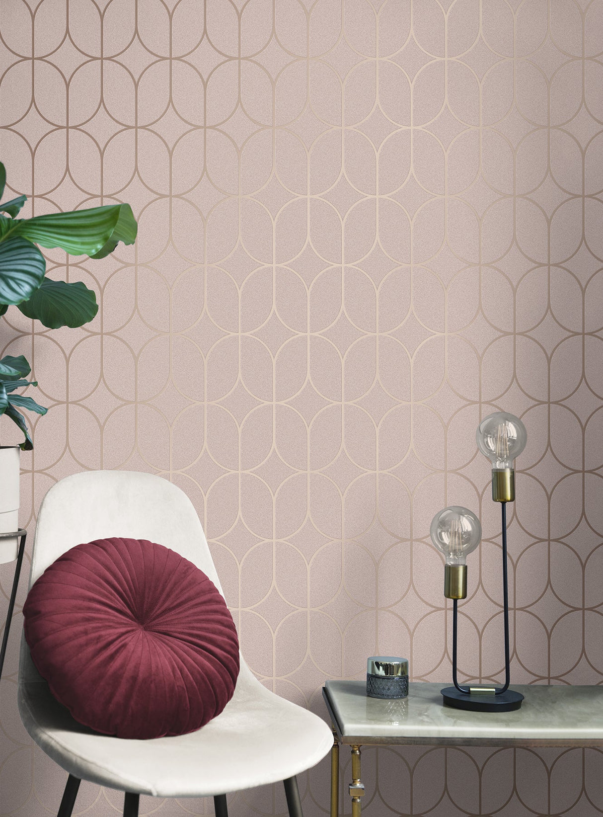 Advantage 4157-42805 Raye Pink Rosco Trellis Wallpaper