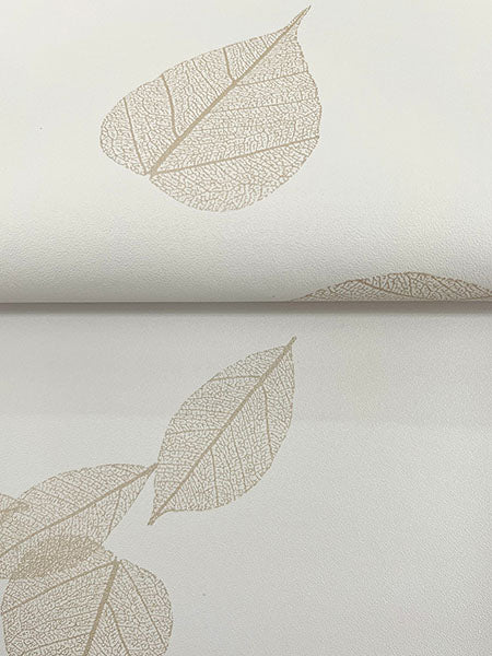 Warner 4174-4646 Myles Gold Leaves Wallpaper - Eade's Wallpaper