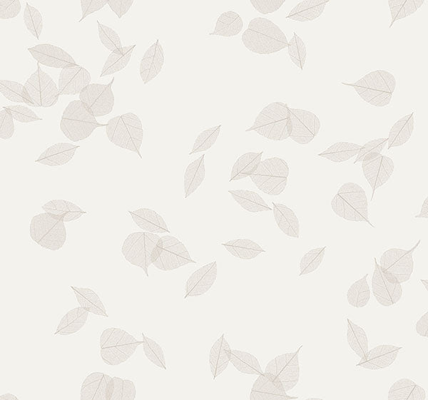 Warner 4174-4647 Myles White Leaves Wallpaper - Eade's Wallpaper