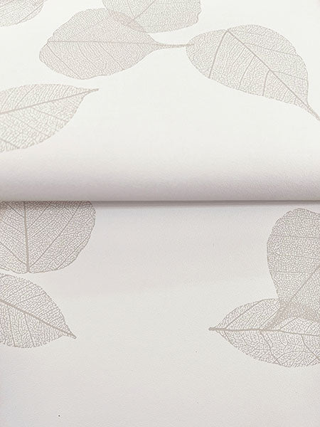 Warner 4174-4647 Myles White Leaves Wallpaper - Eade's Wallpaper