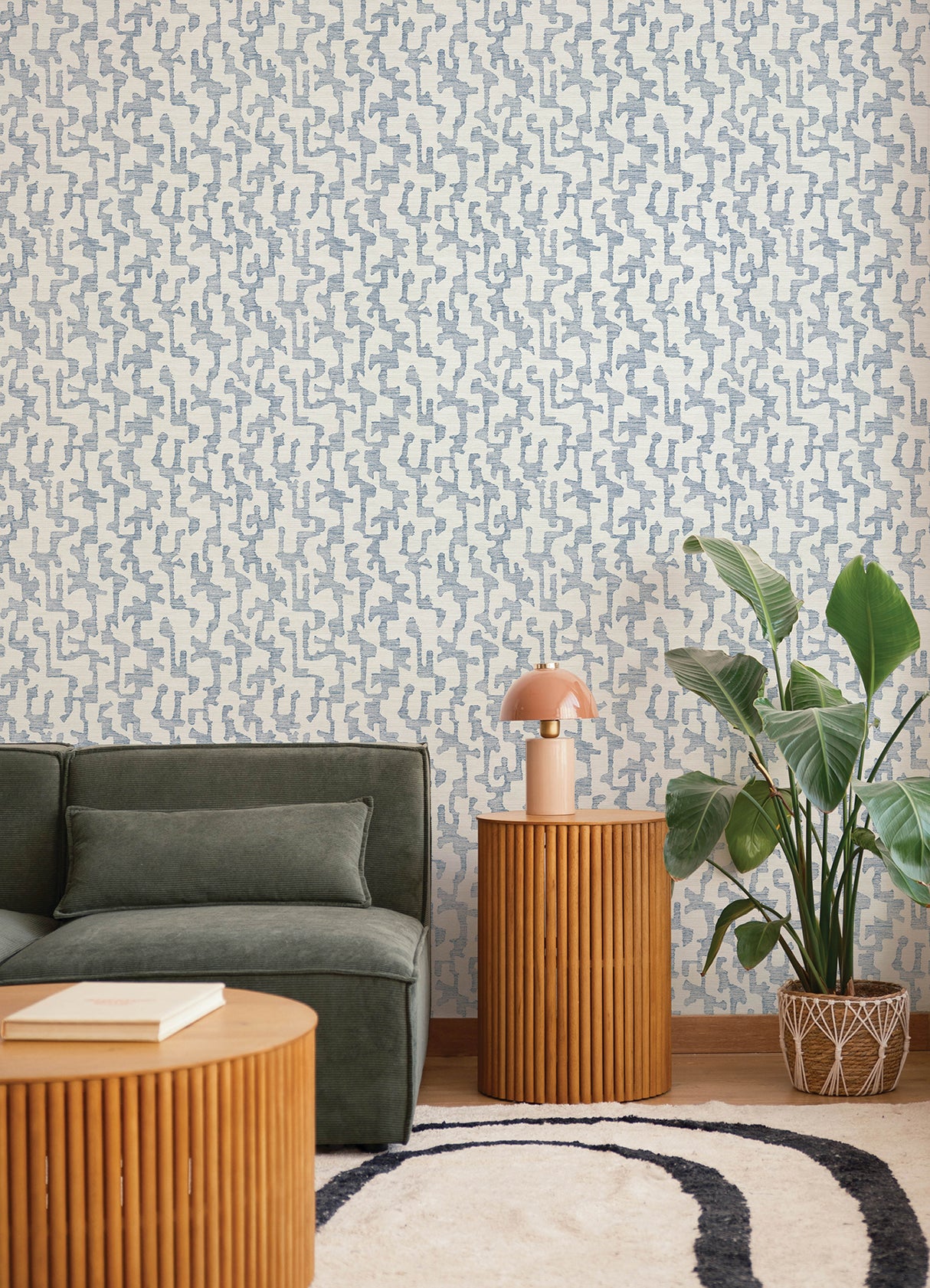 A-Street Prints 4177-27701 Cipher Blue Geometric Faux Grassc