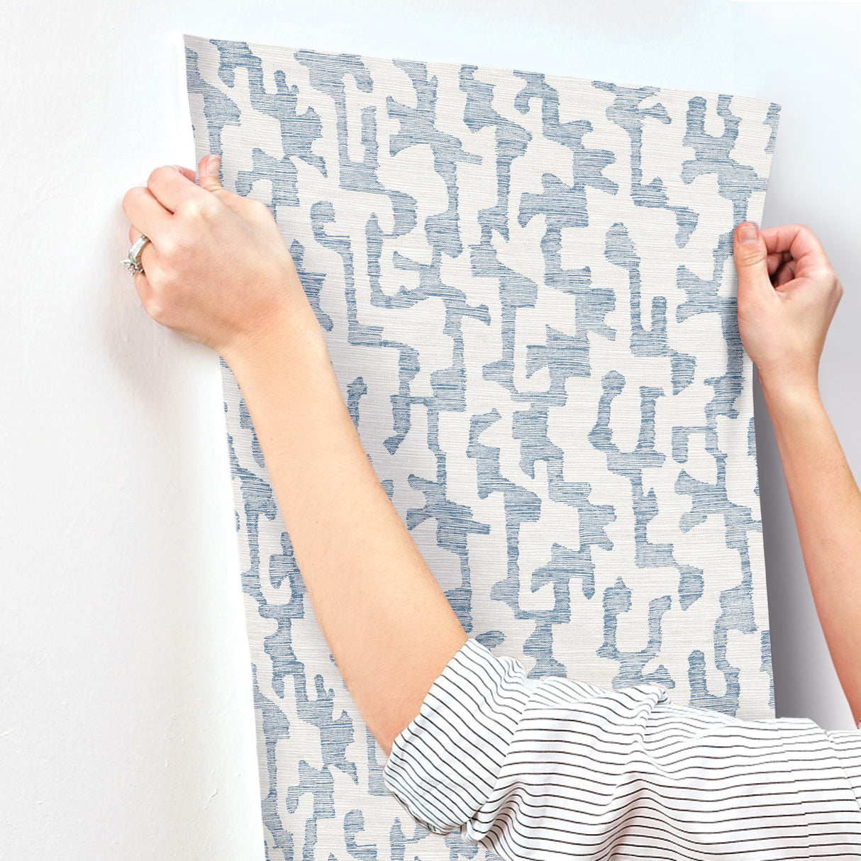 A-Street Prints 4177-27701 Cipher Blue Geometric Faux Grassc