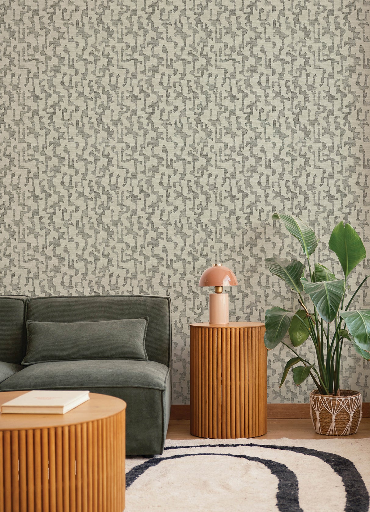 A-Street Prints 4177-27704 Cipher Black Geometric Faux Grass