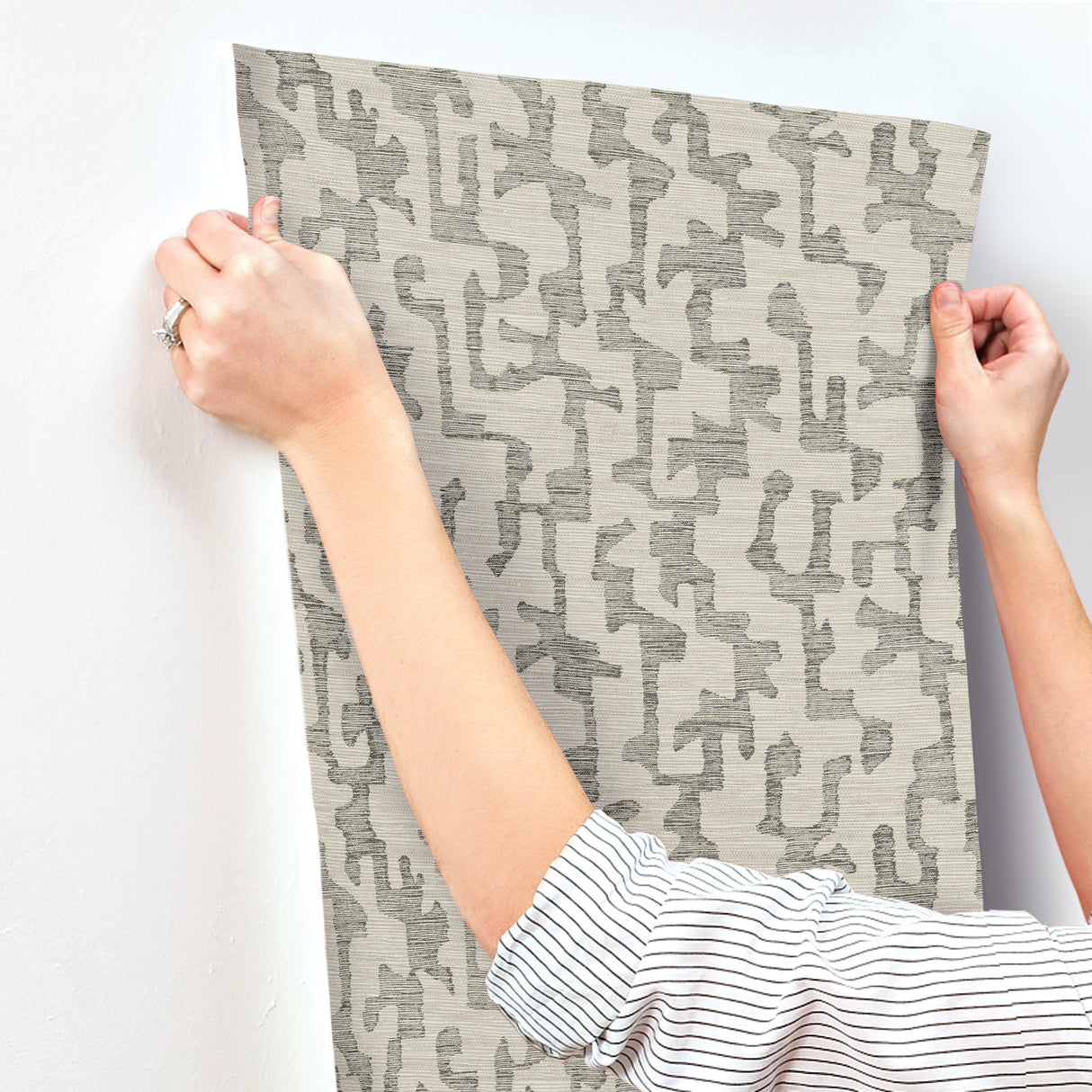 A-Street Prints 4177-27704 Cipher Black Geometric Faux Grass