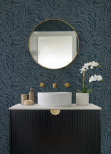 A-Street Prints 4177-27707 Massar Teal Modern Marbled Wallpa