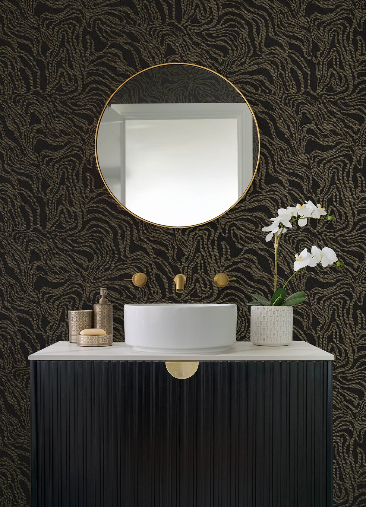 A-Street Prints 4177-27709 Massar Black Modern Marbled Wallp