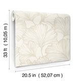 A-Street Prints 4177-27711 Kyoto Pearl Ginkgo Leaf Wallpaper