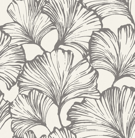 A-Street Prints 4177-27713 Kyoto Charcoal Ginkgo Leaf Wallpa