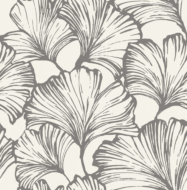 A-Street Prints 4177-27713 Kyoto Charcoal Ginkgo Leaf Wallpa