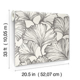 A-Street Prints 4177-27713 Kyoto Charcoal Ginkgo Leaf Wallpa