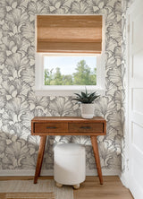 A-Street Prints 4177-27713 Kyoto Charcoal Ginkgo Leaf Wallpa